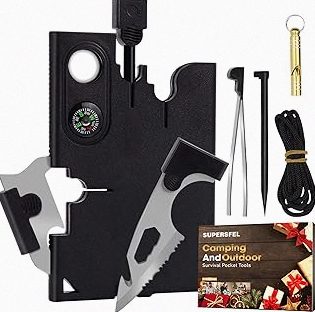 Credit Card Tool Multitool, Christmas Stocking Stuffers 18 in 1 Cool Gadgets, Useful Fathers Gift for Dad, Upgraded Multi-Tool Birthday Gifts Men Women Survival Wallet Tools with Screwdrivers Compass product image