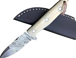 Perkin Damascus Steel Fixed Blade Hunting Knives with Sheath-Handmade Full Tang Bushcraft Fixed-Blade Skinner Knife for Outdoor, Camping, Survival, Fighting-Unisex Adults-SK700 product image