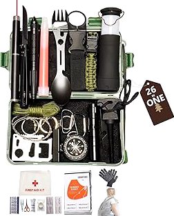 ​29-in-1 Outdoor Survival Gear Kit with Heavy-Duty Storage Bag, First Aid & Fire Starter – Emergency Tools for Camping Hiking, Gifts for Dad, Husband, Men Women product image