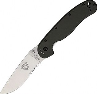 Ontario Knife Company Company 8849 Rat-1 Satin AUS-8 Stainless Steel 3.50" Serrated Edge Blade Black Nylon Handle 4-Position Reversible Clip Folding Knife for Outdoor, Tactical, Survival & EDC (Black) product image