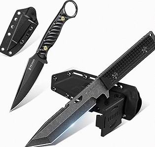 Dragon Creek Outdoor Knife - Black Fixed Blade Knife with Black Outdoor Survival Knife with Sheath for Camping Hiking Gift Men product image