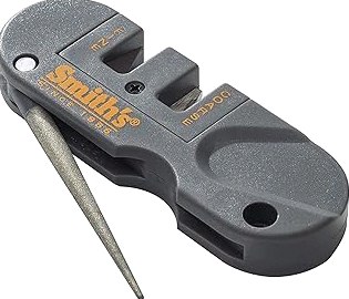 Smith's PP1 Pocket Pal Knife Sharpener Preset Carbide & Ceramic Stone Sharpeners Fold-Out Diamond Coated Rod Outdoor Hunting Knife & Hook Sharpener, Handheld, Compact, Lightweight, Multiuse product image