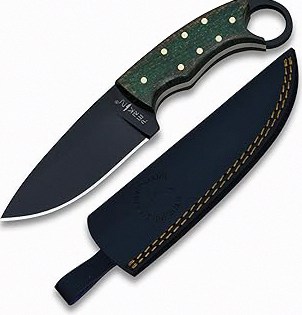 Perkin CMH355 Hunting Knife with Leather Sheath – 8" Full Tang Fixed Blade Knife, 4" 1080 Carbon Steel Blade, Canvas Micarta Handle Bushcraft Survival Camping Knife product image