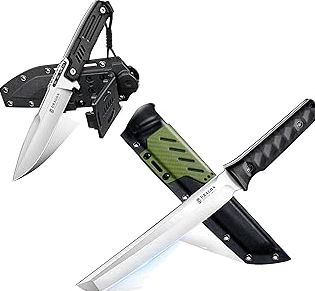 Dragon Creek Outdoor Knife - Silver Fixed Blade Knife with Green Outdoor Survival Knife with Sheath for Camping Hiking Gift Men product image