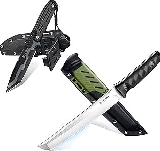 Dragon Creek Outdoor Knife - Black Fixed Blade Knife with Green Outdoor Survival Knife with Sheath for Camping Hiking Gift Men product image