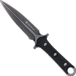 Smith & Wesson SWF606 8.6in High Carbon S.S. Full Tang Fixed Blade Knife with 4.4in Duel Edge Blade and TPE Handle for Outdoor, Tactical, Survival and EDC product image