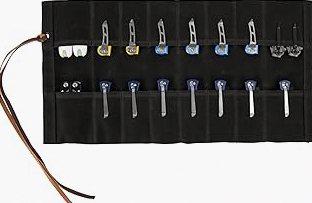 Pocket knife storage, Knife Display Bag, with 16 Slots Pocket Knives Folding Knife Holder Organizer, pocket knife roll Collection Protector Bag, Tactical Outdoor for EDC Mini Knife Bags (Black) product image