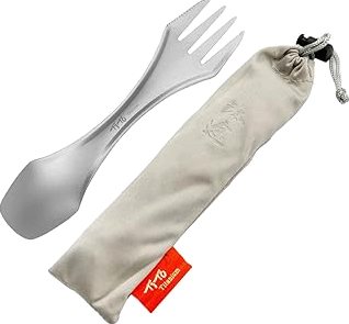 TiTo Titanium Spork 3-in-1 Spoon,Fork and Knife Lightweight Camping Utensil,Eco-Friendly Flatware for Outdoor Traveling,Hiking,Backpacking and Picnics with Cloth Case product image
