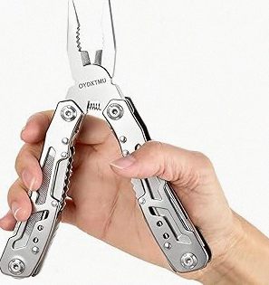 Outdoor 25-In-1 Mini Multitool plier,Portable EDC Gear with Safety Locking,Nylon Sheath,All-in-One Utility for Camping Hiking Survival,Birthday/Christmas Gifts for Dad Husband Boyfriend - silver product image